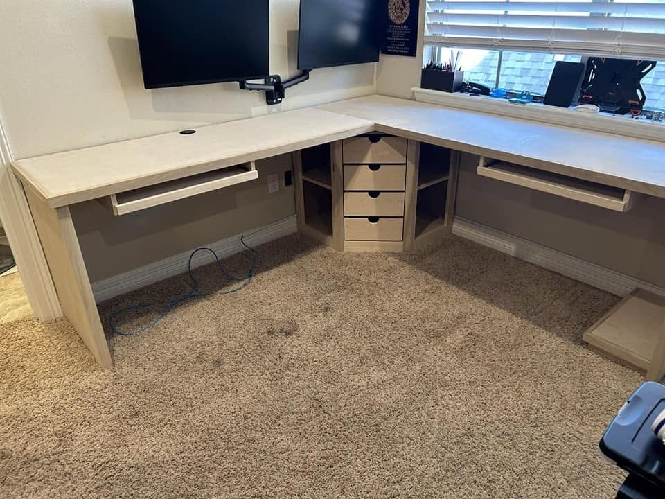 Custom corner desk with drawers
