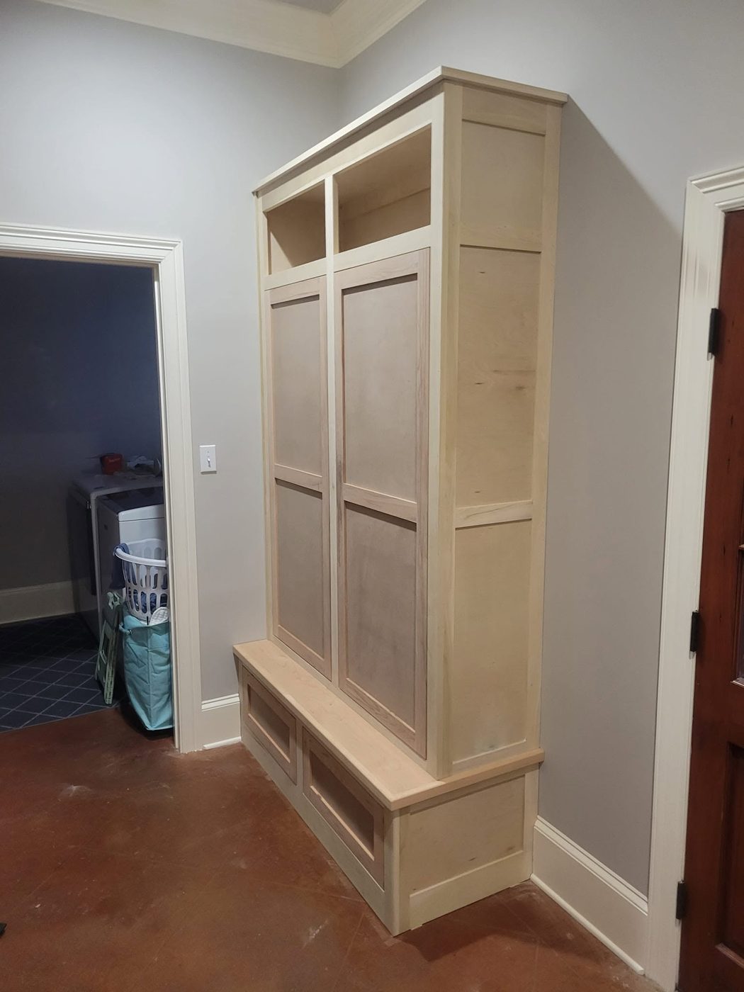 Mudroom lockers with a bench